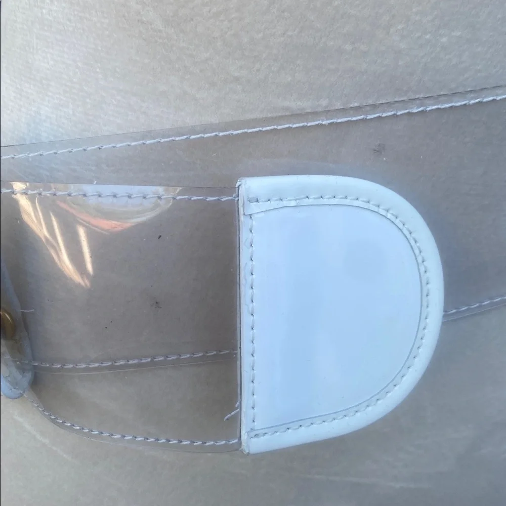 Wide clear white White and Gold Women's Belt